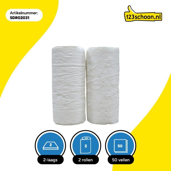 Keukenrol 2-laags | 2 x 50 vel | 123schoon huismerk  SDR02031 - 2