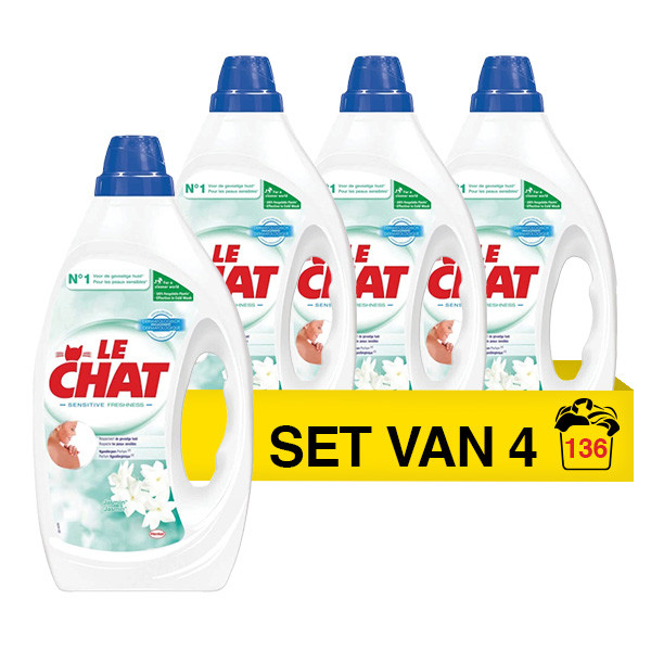 Le Chat Aanbieding: Le Chat Vloeibaar Wasmiddel Sensitive Freshness Jasmijn 1700 ml (4 flessen - 136 wasbeurten)  SSC01100 - 1
