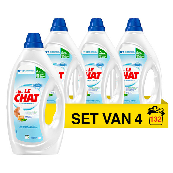 Le Chat Aanbieding: Le Chat Vloeibaar Wasmiddel Sensitive Gel 1485 ml (4 flessen - 132 wasbeurten)  SSC01096 - 1