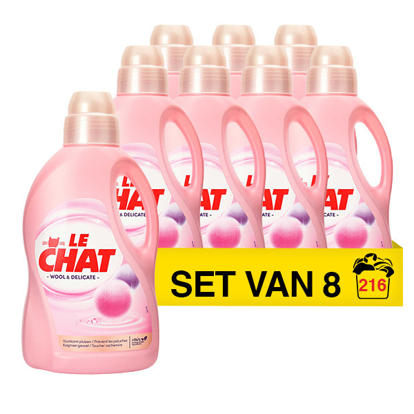 Le Chat Aanbieding: Le Chat Vloeibaar Wasmiddel Wool & Delicate Gel 1350 ml (8 flessen - 216 wasbeurten)  SSC01092 - 1