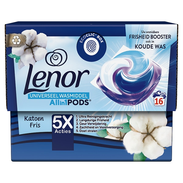 Lenor All-in-1 Pods Katoen Fris Wasmiddel (16 Wasbeurten)  SLE00482 - 1