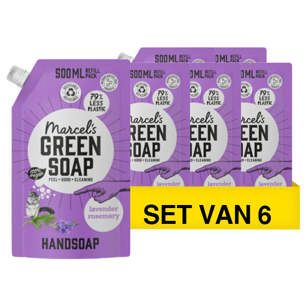 Marcel's Green Soap Aanbieding: 6x Marcel's Green Soap handzeep navulling lavendel en rozemarijn (500 ml)  SMA00120 - 1