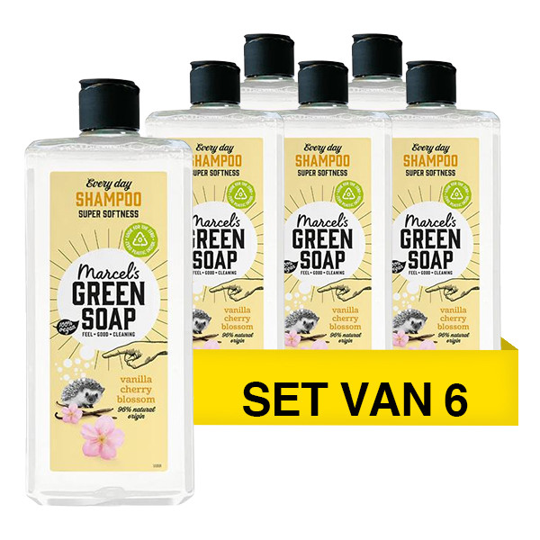 Marcel's Green Soap Aanbieding: 6x  Marcel's Green Soap shampoo vanille en kersenbloesem (300 ml)  SMA00290 - 1