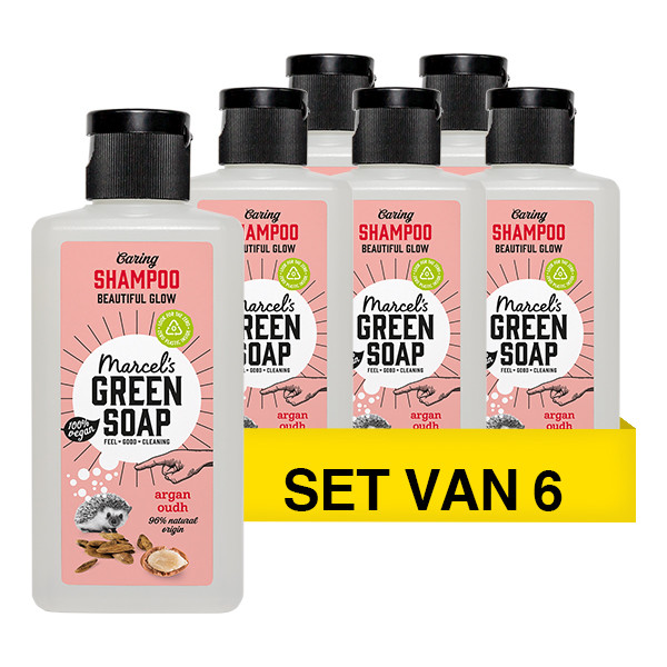 Marcel's Green Soap Aanbieding: Marcel's Green Soap Shampoo Caring Argan en Oudh (6 flessen - 600 ml)  SMA00294 - 1