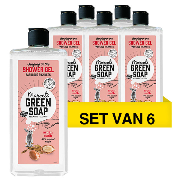 Marcel's Green Soap Aanbieding: Marcel's Green Soap Shower gel Argan en Oudh (6 flessen - 1800 ml)  SMA00238 - 1