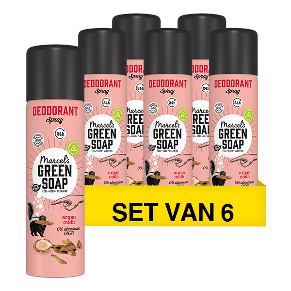 Marcel's Green Soap Aanbieding: Marcel's Green Soap deodorant spray Argan en Oudh (6 deodorants - 900 ml)  SMA00310 - 1