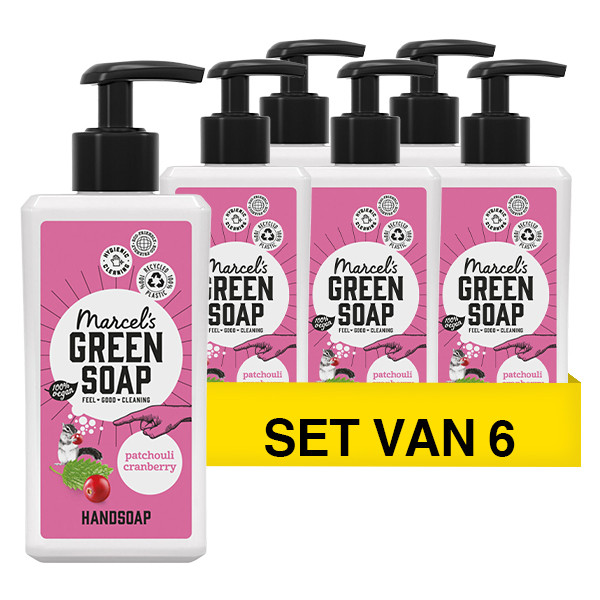 Marcel's Green Soap Aanbieding: Marcel's Green Soap handzeep Patchouli en Cranberry (6 flessen - 3000 ml)  SMA00111 - 1