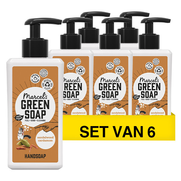 Marcel's Green Soap Aanbieding: Marcel's Green Soap handzeep Sandelhout en Kardemom (6 flessen - 3000 ml)  SMA00110 - 1