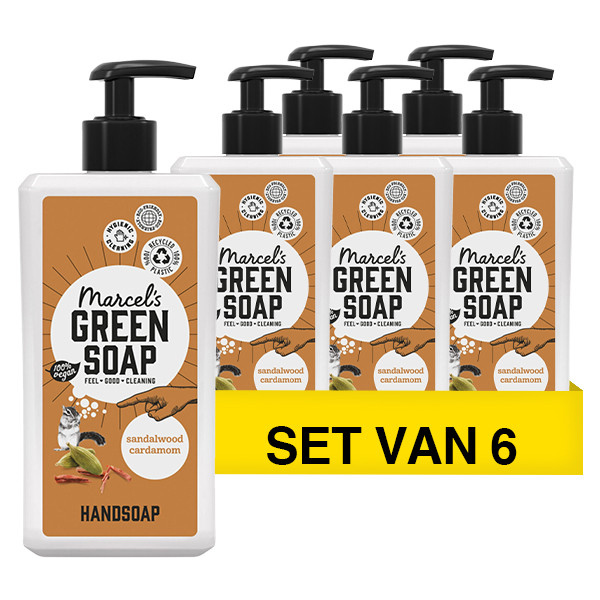 Marcel's Green Soap Aanbieding: Marcel's Green Soap handzeep Sandelhout en Kardemom (6 flessen - 3000 ml)  SMA00114 - 1