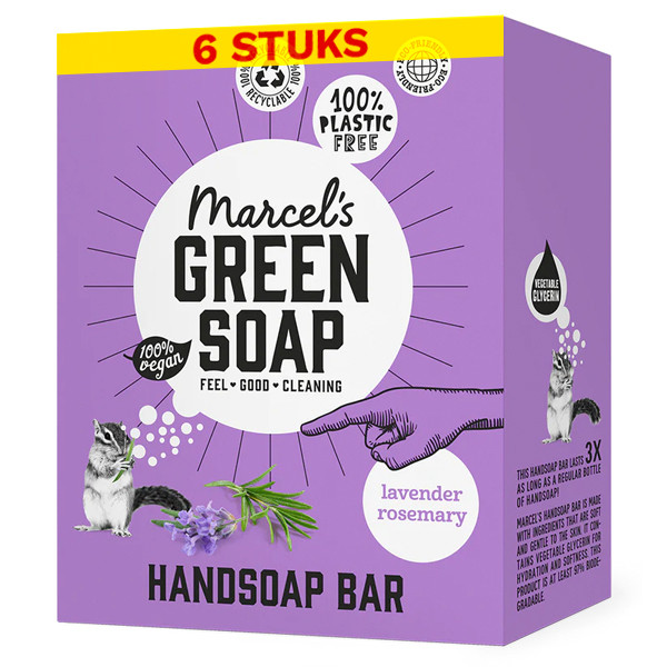 Marcel's Green Soap Aanbieding: Marcel's Green Soap handzeep bar Lavendel en Rozemarijn (6 zeepblokken - 540 ml)  SMA00286 - 1