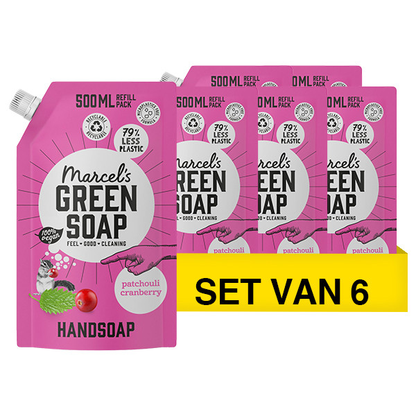 Marcel's Green Soap Aanbieding: Marcel's Green Soap handzeep navulling Patchouli en Cranberry (6 pakken - 3000 ml)  SMA00124 - 1