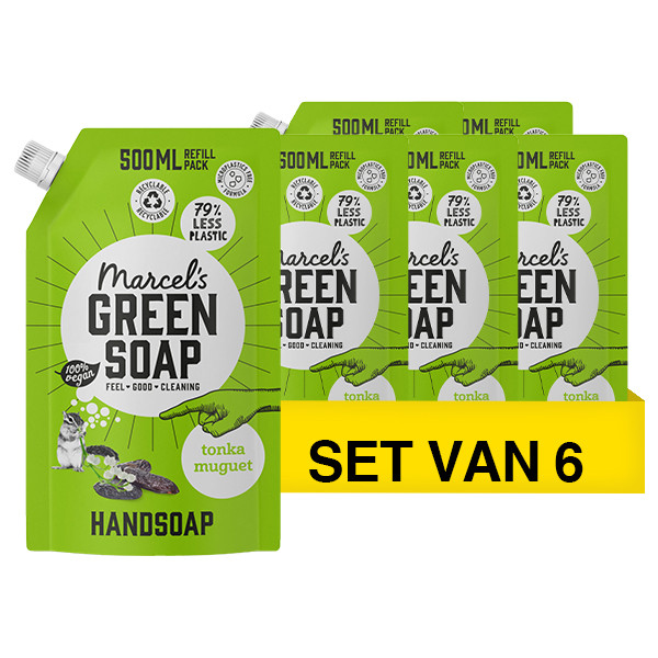 Marcel's Green Soap Aanbieding: Marcel's Green Soap handzeep navulling Tonka en Muguet (6 pakken - 3000 ml)  SMA00121 - 1