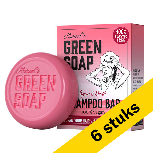 Marcel's Green Soap Aanbieding: Marcel's Green Soap shampoo bar Argan en Oudh (6 zeepblokken - 540 gram)  SMA00143 - 1