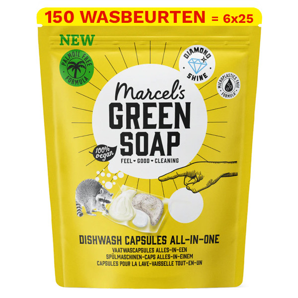 Marcel's Green Soap Aanbieding: Marcel's Green Soap vaatwas capsules All-In-One (4 pakken - 100 wasbeurten)  SMA00262 - 1