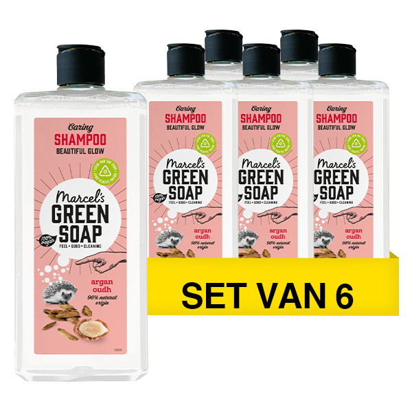 Marcel's Green Soap Aanbieding: Marcel's Green Soap vegan shampoo Argan en Oudh (6 flessen - 1800 ml)  SMA00131 - 1
