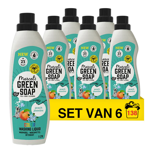 Marcel's Green Soap Aanbieding: Marcel's Green Soap wasmiddel Perzik en Jasmijn (6 flessen - 138 wasbeurten)  SMA00268 - 1
