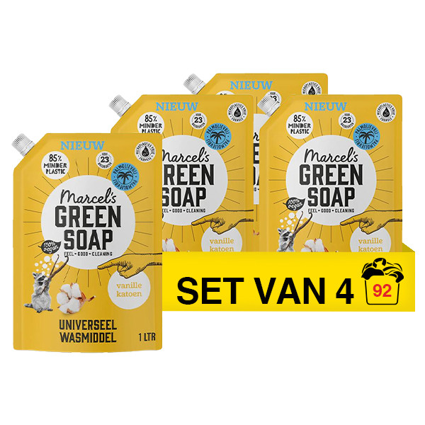 Marcel's Green Soap Aanbieding: Marcel's Green Soap wasmiddel Vanille en Katoen navulling (4 pakken - 92 wasbeurten)  SMA00276 - 1