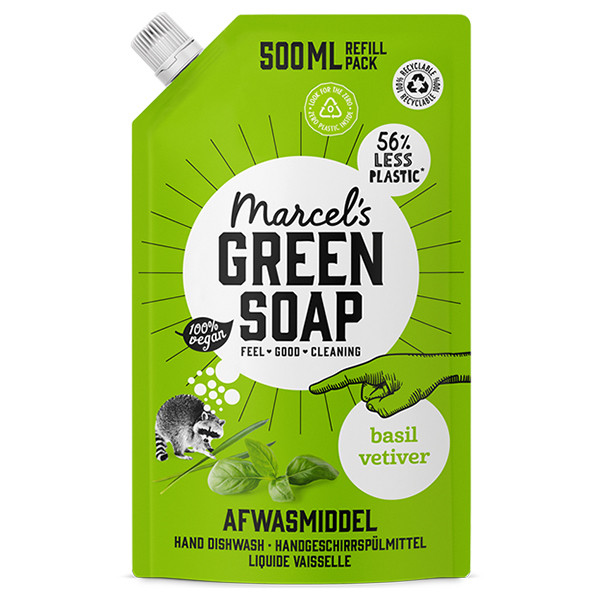 Marcel's Green Soap afwasmiddel Basilicum en Vetiver navulling (500 ml)  SMA00257 - 1