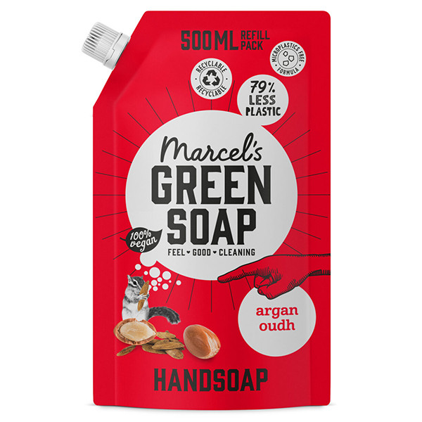 Marcel's Green Soap handzeep navulling Argan en Oudh (500 ml)  SMA00044 - 1