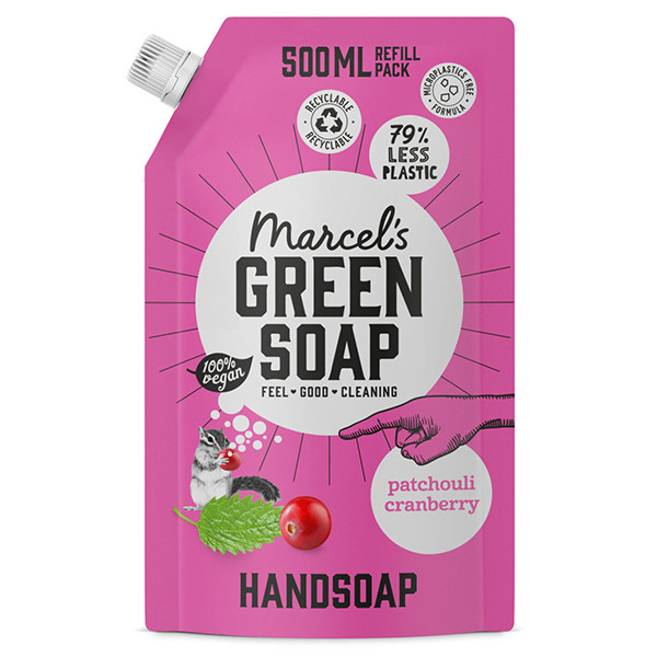 Marcel's Green Soap handzeep navulling Patchouli en Cranberry (500 ml)  SMA00041 - 1
