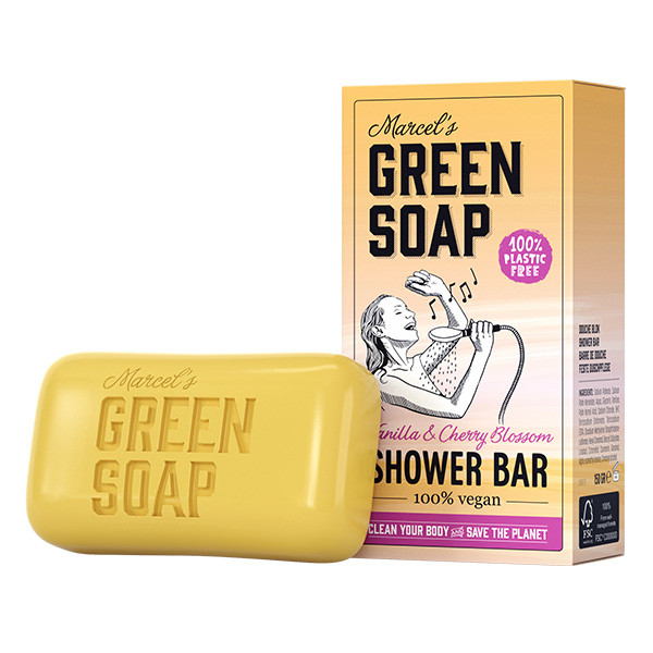 Marcel's Green Soap shower bar Vanille en Kersenbloesem (150 gram)  SMA00066 - 1