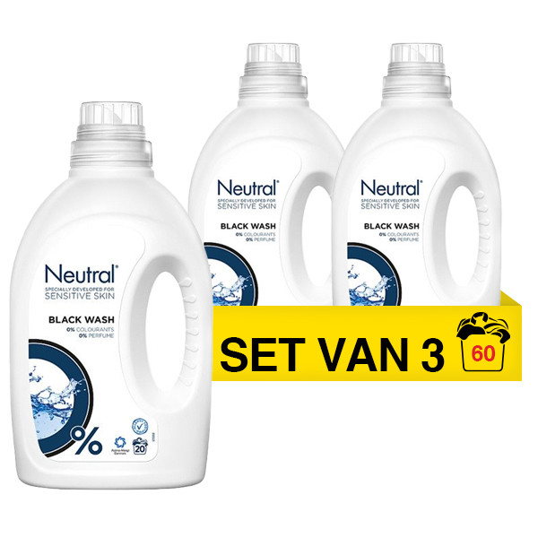 patroon Wonder Bediening mogelijk Aanbieding: Neutral vloeibaar wasmiddel zwart 1 liter (3 flessen - 60  wasbeurten) Neutral 123schoon.nl
