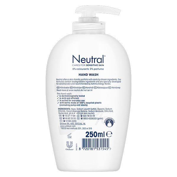 Neutral Parfumvrije Vloeibare Handzeep (250 ml)  SNE00062 - 2