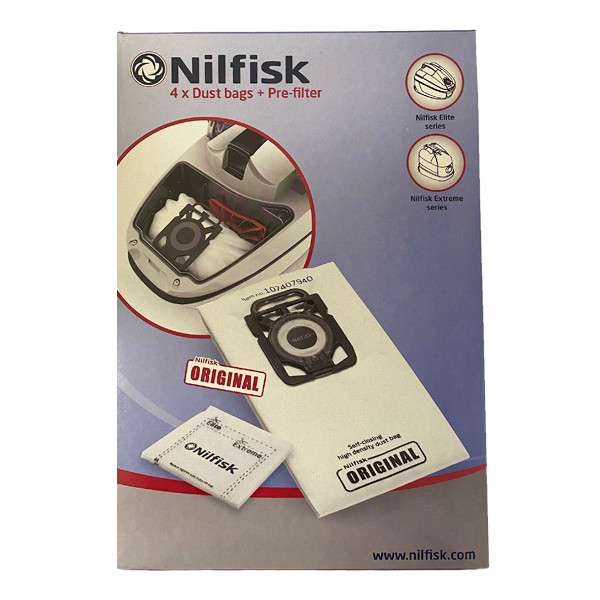 Nilfisk 107407940 Elite/Extreme/King microvezel stofzuigerzakken 4 zakken (origineel)  SNI01024 - 1