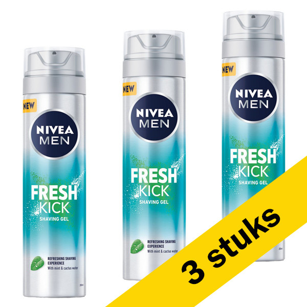 Nivea Aanbieding: 3x Nivea men scheergel Fresh Kick (200 ml)  SNI05386 - 1