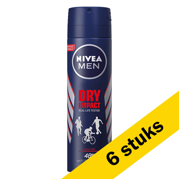 Nivea Aanbieding: 6x Nivea deodorant spray Dry Impact for men (150 ml)  SNI06064 - 1