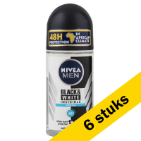 Nivea Aanbieding: 6x Nivea deoroller Invisible Black & White Fresh (50 ml)  SNI06089