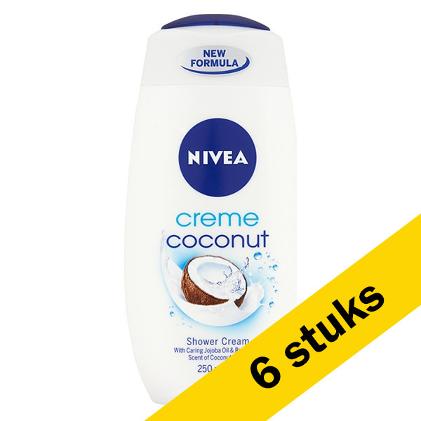 Nivea Aanbieding: 6x Nivea douchecreme soft care shower Coconut & Jojoba oil (250 ml)  SNI06073 - 1