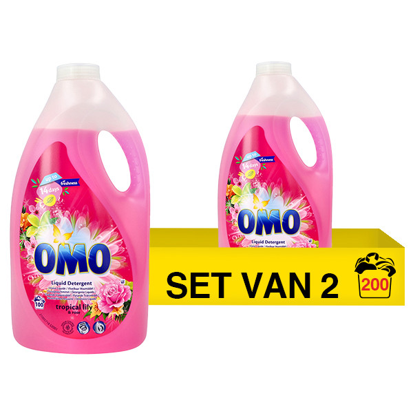 Omo Aanbieding: Omo vloeibaar wasmiddel  Tropical 5 liter (2 flessen - 200 wasbeurten)  SOM00056 - 1