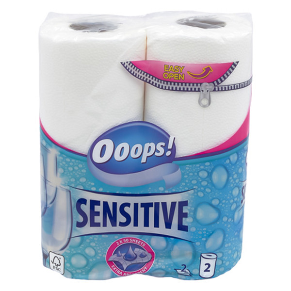 Ooops! Sensitive Keukenrol 2-laags (2 rollen - 50 vellen)  SOO00006 - 1