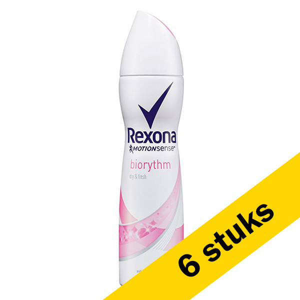 Rexona Aanbieding: 6x Rexona deodorant spray dry confidence Biorythm (150 ml)  SRE00261 - 1