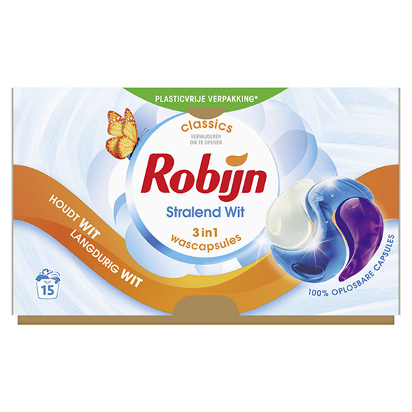 Robijn 3-in-1 Wascapsules Stralend Wit (15 wasbeurten)  SRO05199 - 1