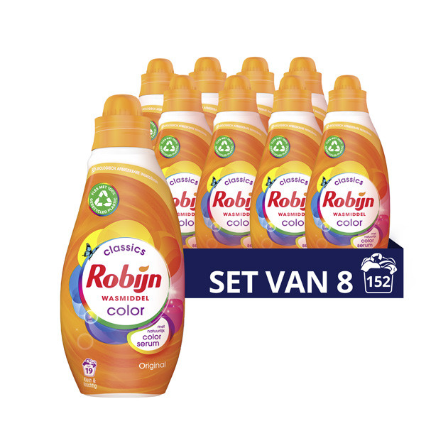 Robijn Aanbieding: Robijn Klein & Krachtig vloeibaar wasmiddel Color  665 ml (8 flessen - 152 wasbeurten)  SRO05074 - 1