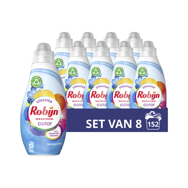 Robijn Aanbieding: Robijn Klein & Krachtig vloeibaar wasmiddel Morgenfris (8 flessen - 152 wasbeurten)  SRO00537 - 1