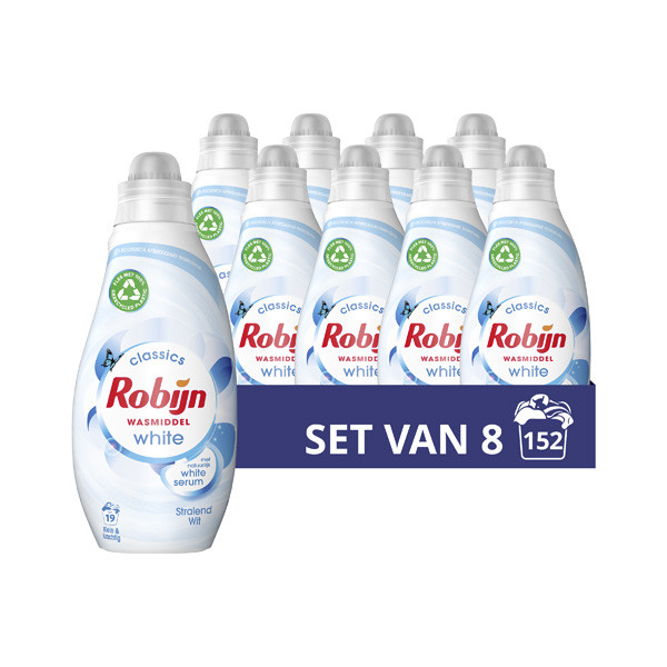 Robijn Aanbieding: Robijn Klein & Krachtig vloeibaar wasmiddel Stralend Wit 665 ml (8 flessen - 152 wasbeurten)  SRO05072 - 1