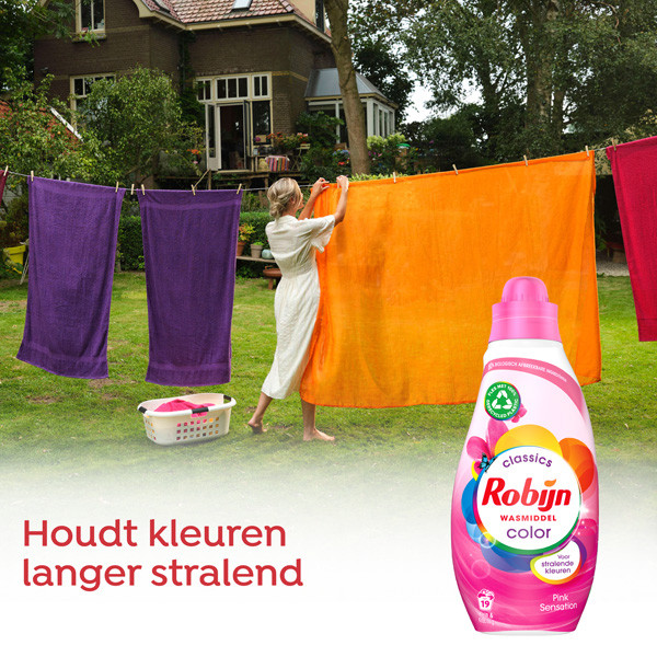 Robijn Klein & Krachtig vloeibaar wasmiddel Color Pink Sensation 665 ml (19 wasbeurten)  SRO00532 - 3