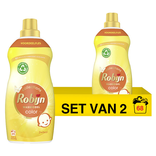 Robijn Klein & Krachtig vloeibaar wasmiddel Color Zwitsal 1190 ml (2 flessen - 68 wasbeurten)  SRO05218 - 1