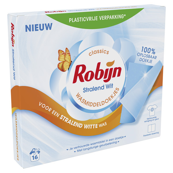 Robijn Wasmiddeldoekjes Stralend Wit (16 wasbeurten)  SRO05119 - 2