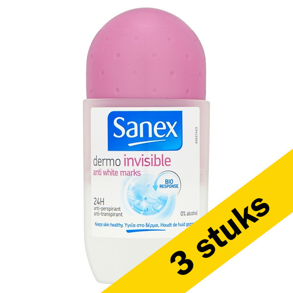 Sanex Aanbieding: 3x Sanex deoroller Dermo Invisible (50 ml)  SSA05053 - 1