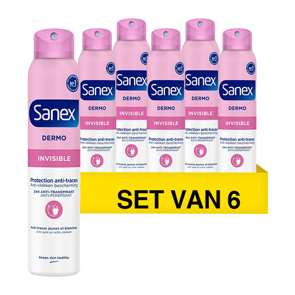 Sanex Aanbieding: 6x Sanex deodorant spray Dermo Invisible (200 ml)  SSA06031 - 1