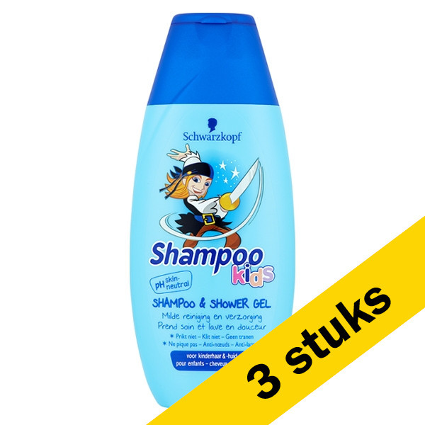 Schwarzkopf Aanbieding: 3x Schwarzkopf shampoo en douchegel Kids Boys Piraat (250 ml)  SCO00144 - 1