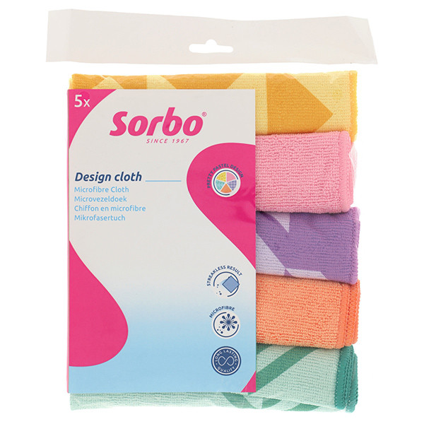 Sorbo Microvezeldoek Pastel Prints 40x40 cm (5 stuks)  SSO04095 - 1