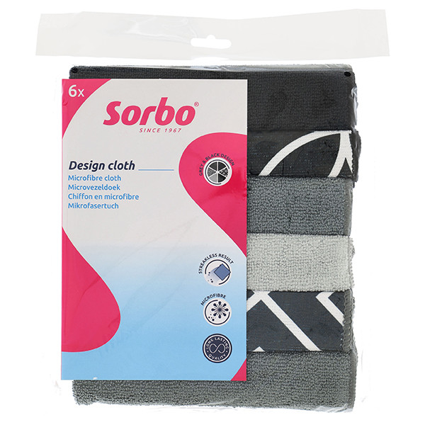 Sorbo Microvezeldoeken Grey & Black (6 stuks)  SSO04191 - 1