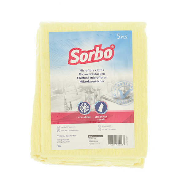 Sorbo Professionele Microvezeldoek Geel (5 stuks)  SSO04054 - 1