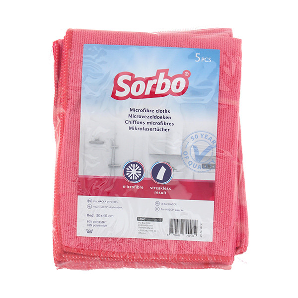 Sorbo Professionele Microvezeldoek Rood (5 stuks)  SSO04057 - 1