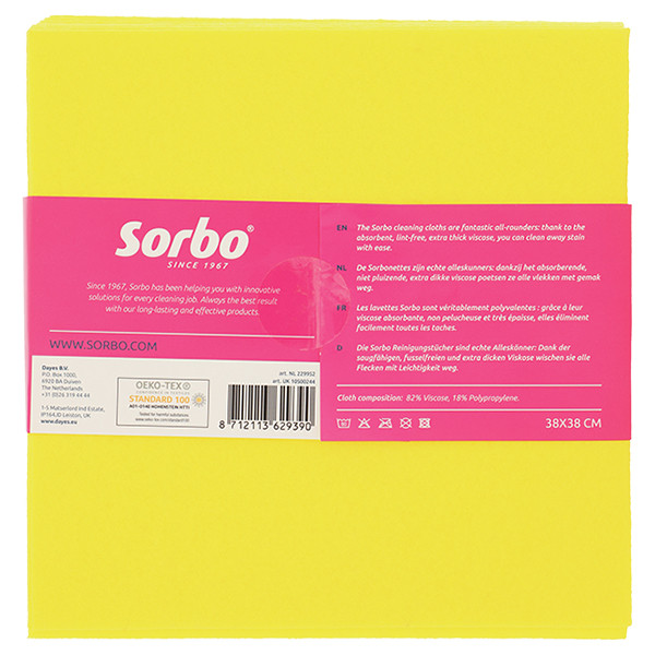 Sorbo Sorbonettes Schoonmaakdoeken Geel 38x38 cm (10 stuks)  SSO04147 - 2